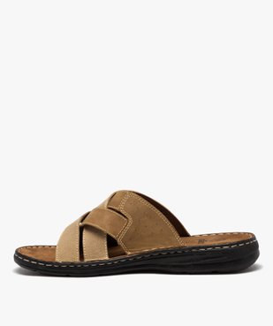 Mules homme avec brides croisées bi-matières vue3 - GEMO 4G HOMME - GEMO