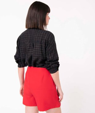 Chemise femme à carreaux en fil pailleté manches 3/4 vue3 - GEMO(FEMME PAP) - GEMO