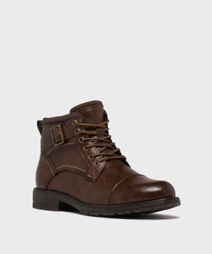 Boots mid-cut à semelle crantée, lacets et zip homme vue2 - MARIO BALDANO - GEMO