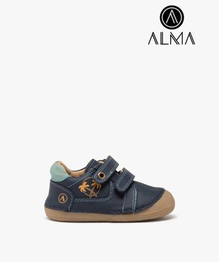 Chaussures premiers pas en cuir souple à double scratch bébé garçon - Alma vue1 - ALMA - GEMO