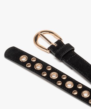 Ceinture fine toucher velours à œillets et clous dorés femme vue2 - GEMO (ACCESS) - GEMO
