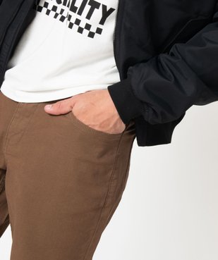 Pantalon 5 poches coupe slim en toile extensible homme vue3 - GEMO 4G HOMME - GEMO