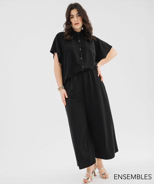 Ensemble chemise et pantalon noir pailleté pour femme grande taille  - GEMO