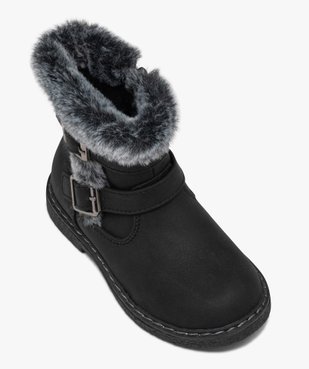 Boots bébé fille fourrées avec dessus uni et col en peluche vue5 - GEMO(BEBE DEBT) - GEMO