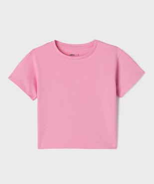 Tee-shirt manches courtes uni en coton épais fille vue2 - GEMO (ENFANT) - GEMO