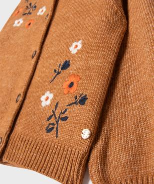 Gilet en maille chinée et brodée de fleurs fille - LuluCastagnette vue2 - LULUCASTAGNETTE - GEMO