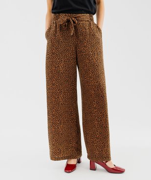 Pantalon fluide coupe large à motif léopard femme vue2 - GEMO(FEMME PAP) - GEMO