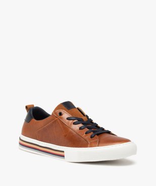 Baskets homme dessus cuir à lacets - Tanéo vue2 - TANEO - GEMO