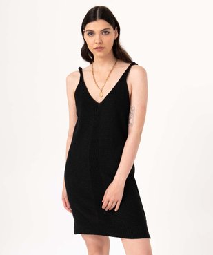 Robe courte en maille pailletée à bretelles femme vue1 - GEMO(FEMME PAP) - GEMO