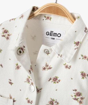 Veste en jean bébé fille à motif fleuri vue2 - GEMO 4G BEBE - GEMO