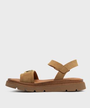 Sandales à semelle crantée dessus cuir femme - Tanéo vue3 - TANEO - GEMO