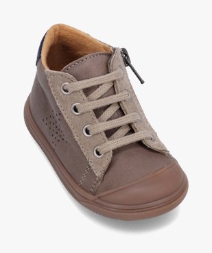 Baskets bébé garçon mid-cut dessus cuir à lacets et zip – NA!  vue6 - NA! - GEMO