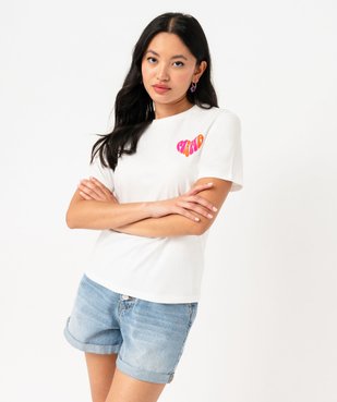 Tee-shirt à manches courtes avec motif coeur femme vue1 - GEMO(FEMME PAP) - GEMO