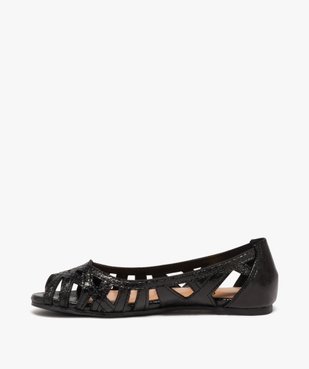 Ballerines fille unies effet métallisé avec bout ouvert vue3 - GEMO (ENFANT) - GEMO