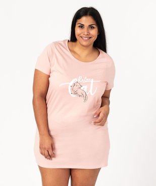 Chemise de nuit à manches courtes avec motifs femme grande taille vue1 - GEMO 4G FEMME - GEMO