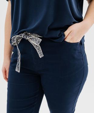 Pantacourt slim taille haute en coton stretch avec ceinture à nouer femme grande taille vue2 - GEMO 4G GT - GEMO