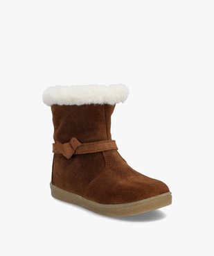 Boots bébé fille avec col fourré dessus cuir uni – NA!  vue2 - NA! - GEMO