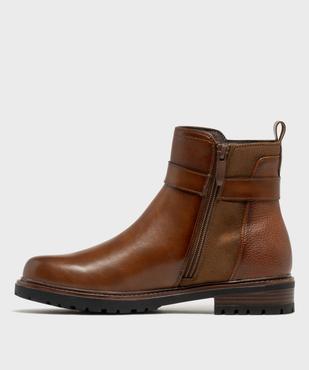 Boots femme à zip et détails suédés avec bride fantaisie  vue10 - GEMO (CASUAL) - GEMO