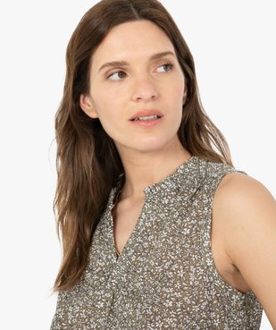 Débardeur femme à motifs fleuris et col froncé vue2 - GEMO 4G FEMME - GEMO