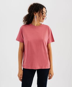 Tee-shirt manches courtes col rond uni en coton femme vue3 - GEMO 4G FEMME - GEMO