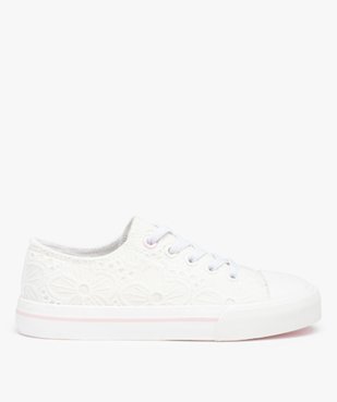 Baskets fille en dentelle anglaise unie et lacets élastiques vue1 - GEMO 4G FILLE - GEMO