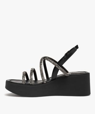 Sandales femme avec brides à strass et semelle plateforme vue3 - GEMO(URBAIN) - GEMO