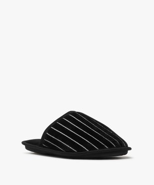 Chaussons homme mules d'intérieur en velours rayé vue2 - GEMO(HOMWR HOM) - GEMO