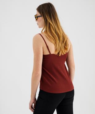 Débardeur à fines bretelles en maille texturée et broderies femme vue3 - GEMO 4G FEMME - GEMO