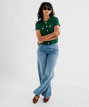 Pull manches courtes en maille texturée à boutons femme vue4 - GEMO(FEMME PAP) - GEMO
