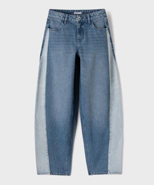 Jean Barrel bicolore avec taille ajustable fille vue1 - GEMO (JUNIOR) - GEMO