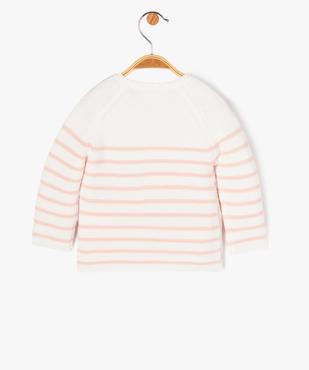 Pull brassière rayé avec message brodé bébé fille vue4 - GEMO(BB COUCHE) - GEMO