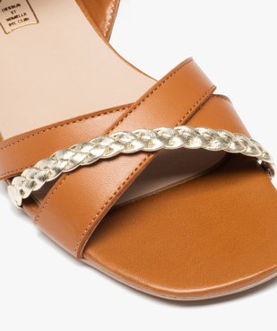 Sandale femme dessus en cuir à petit talon carré - TANEO vue6 - TANEO - GEMO