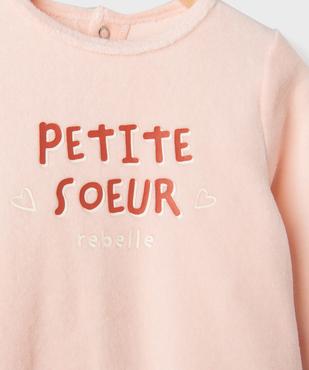Pyjama en velours bébé avec message sur le buste vue2 - GEMO(BB COUCHE) - GEMO