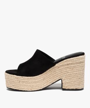 Mules femme extra hautes à semelle corde dessus uni vue3 - GEMO(URBAIN) - GEMO