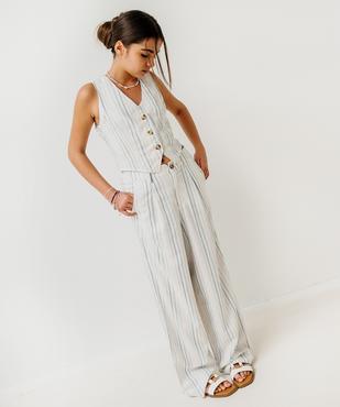 Gilet de costume sans manches en lin fille vue1 - GEMO (JUNIOR) - GEMO