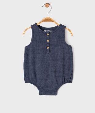 Combinaison courte à rayures bébé garçon vue1 - GEMO(BB COUCHE) - GEMO