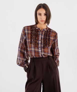 Chemise à carreaux col mao femme vue1 - GEMO(FEMME PAP) - GEMO