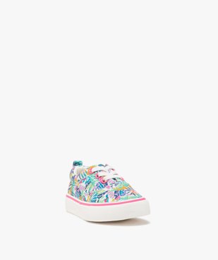 Baskets en toile imprimé tropical à lacets élastiques bébé fille vue3 - GEMO 4G BEBE - GEMO