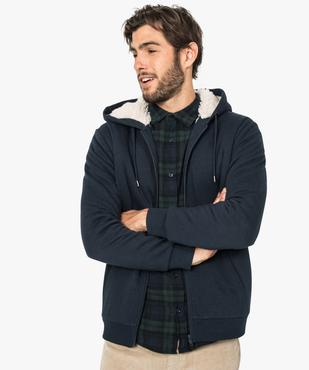 Sweat homme zippé à capuche avec doublure sherpa vue1 - GEMO (HOMME) - GEMO
