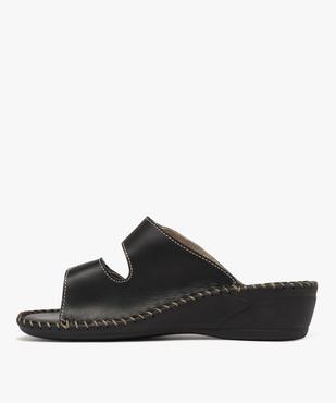 Mules confort en cuir à brides scratch et talon compensé femme  vue3 - G'FLEX GEMO FOR GOOD - GEMO