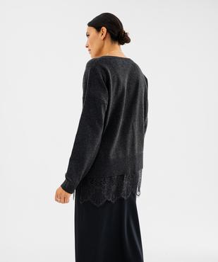 Pull col V dentelle femme vue3 - GEMO 4G FEMME - GEMO