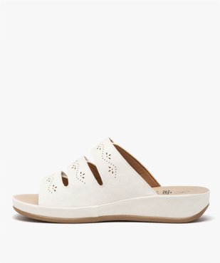 Mules femme confort compensées à bride scratch avec détails ajourés vue3 - GEMO 4G FEMME - GEMO