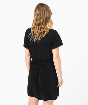 Robe portefeuille à manches courtes en maille plissée femme vue3 - GEMO 4G FEMME - GEMO