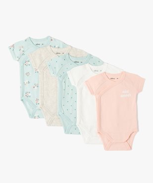 Body bébé à manches courtes et fermeture croisée (lot de 5) vue1 - GEMO 4G BEBE - GEMO