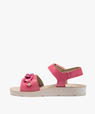 Sandales fille unies à paillettes avec chaîne fantaisie irisée et à scratch vue3 - GEMO (ENFANT) - GEMO