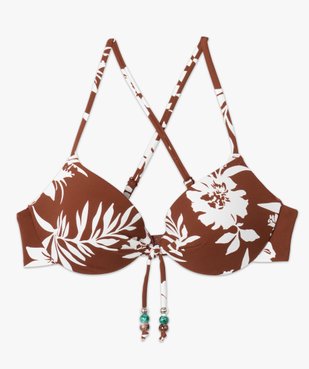 Haut de maillot de bain femme à motifs fleuris forme corbeille vue4 - GEMO (PLAGE) - GEMO