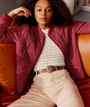 Veste matelassée à col rond et fermeture zippée femme vue7 - GEMO 4G FEMME - GEMO