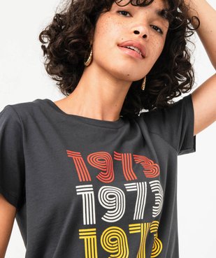 Tee-shirt à manches courtes avec inscription vintage femme vue2 - GEMO(FEMME PAP) - GEMO