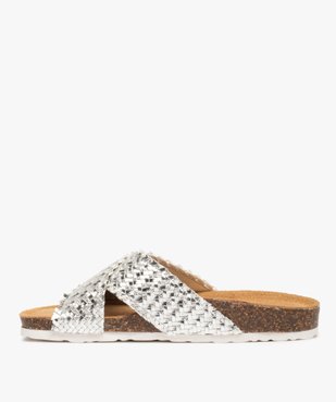 Mules femme plates à brides tressées métallisées vue3 - GEMO (CASUAL) - GEMO