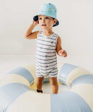 Combishort en coton avec motifs marins bébé garçon vue1 - GEMO 4G BEBE - GEMO